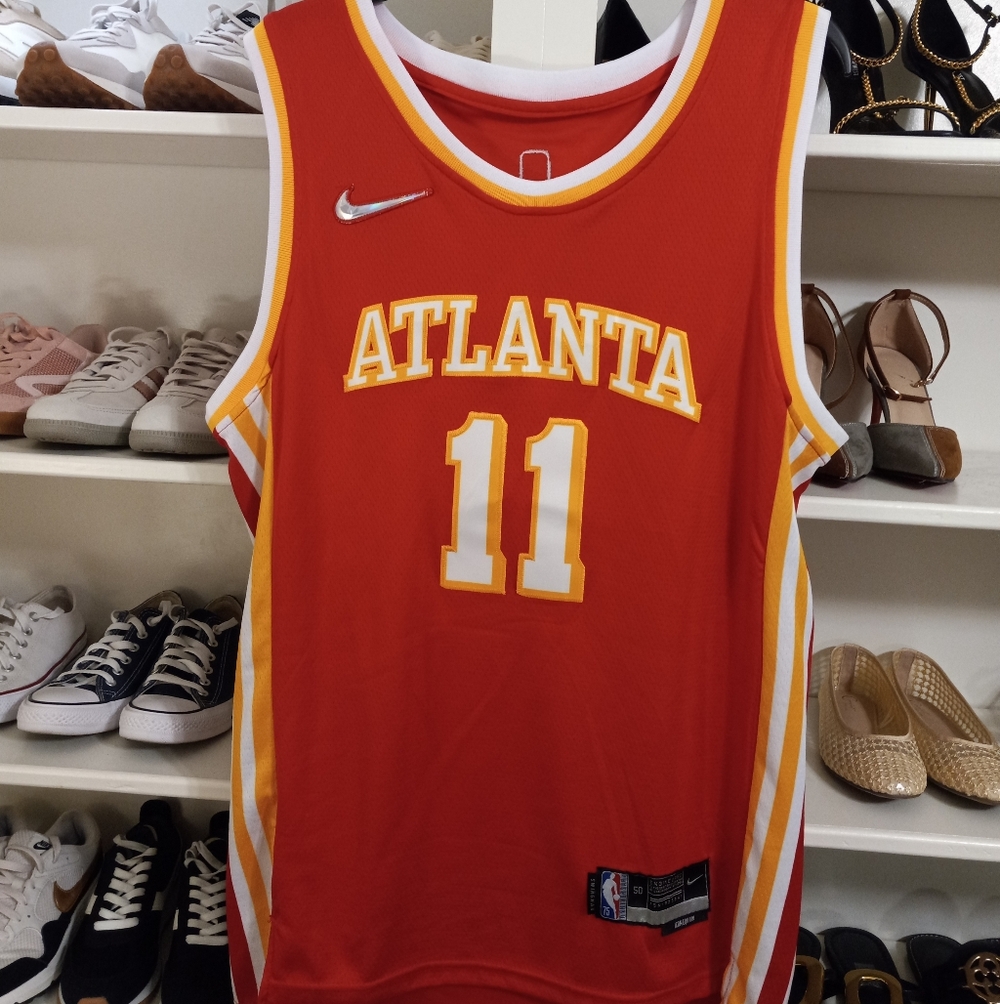 Authentic Nike Red and Yellow Atlanta Hawks Jersey
